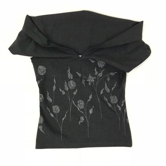 Fortunate Gray Top with Foldover Neckline Size M - Picture 2 of 5